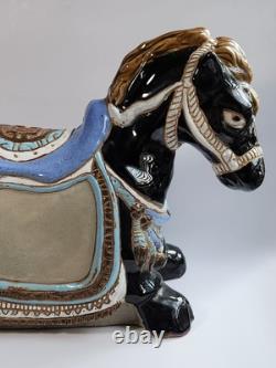 Vintage Chinoiserie Ceramic Glossy Glaze Ceramic Horse Sculpture Centerpiece 17