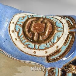 Vintage Chinoiserie Ceramic Glossy Glaze Ceramic Horse Sculpture Centerpiece 17