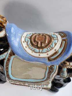 Vintage Chinoiserie Ceramic Glossy Glaze Ceramic Horse Sculpture Centerpiece 17