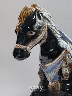 Vintage Chinoiserie Ceramic Glossy Glaze Ceramic Horse Sculpture Centerpiece 17