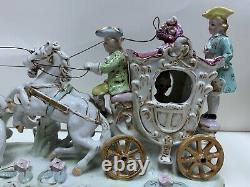 Vintage Coach Horses Chariot Carriage Figurine
