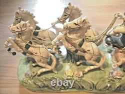 Vintage Collectible Porcelain Ceramic 4 Horses Pulling Nice Wagon