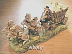 Vintage Collectible Porcelain Ceramic 4 Horses Pulling Nice Wagon