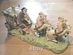 Vintage Collectible Porcelain Ceramic 4 Horses Pulling Nice Wagon