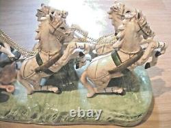 Vintage Collectible Porcelain Ceramic 4 Horses Pulling Nice Wagon