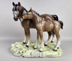 Vintage Colt and Mare Hand Painted Porcelain Norleans Japan Equestrian Horse Fig