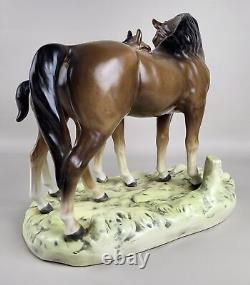 Vintage Colt and Mare Hand Painted Porcelain Norleans Japan Equestrian Horse Fig