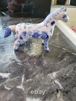Vintage Delf Blue Horse Figurine Signed