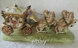 Vintage Dresden Capodimonte Horse & Carriage Porcelain Figurine Gorgeous Marked