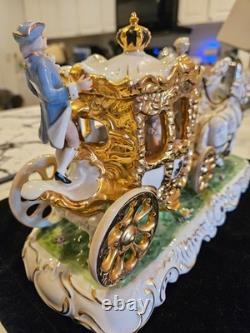 Vintage Dresden Capodimonte Porcelain Horse Carriage with Passenger