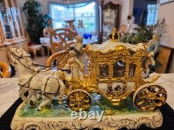 Vintage Dresden Capodimonte Porcelain Horse Carriage with Passenger
