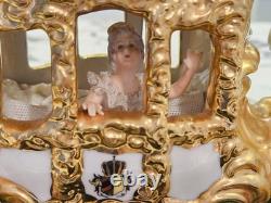 Vintage Dresden Capodimonte Porcelain Horse Carriage with Passenger