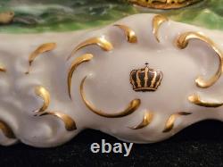 Vintage Dresden Capodimonte Porcelain Horse Carriage with Passenger