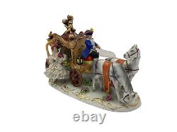 Vintage Dresden Figurine Cinderella Horse-Drawn Carriage Driver, Passenger, 6065