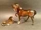 Vintage English Beswick Prancing Stallion And Recumbent Austrian Foal Figurines