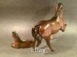 Vintage English Beswick Prancing Stallion and Recumbent Austrian Foal Figurines