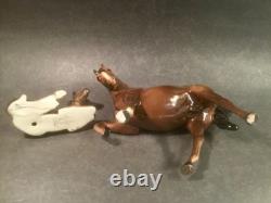 Vintage English Beswick Prancing Stallion and Recumbent Austrian Foal Figurines