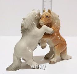 Vintage France Porcelain Horses Figurine Pair Collectible Decor 2pc Steam Punk