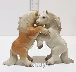 Vintage France Porcelain Horses Figurine Pair Collectible Decor 2pc Steam Punk