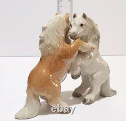 Vintage France Porcelain Horses Figurine Pair Collectible Decor 2pc Steam Punk