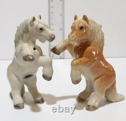 Vintage France Porcelain Horses Figurine Pair Collectible Decor 2pc Steam Punk