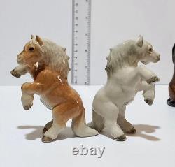 Vintage France Porcelain Horses Figurine Pair Collectible Decor 2pc Steam Punk