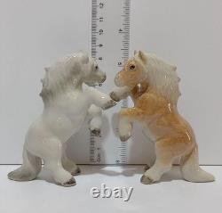 Vintage France Porcelain Horses Figurine Pair Collectible Decor 2pc Steam Punk