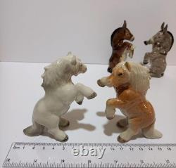 Vintage France Porcelain Horses Figurine Pair Collectible Decor 2pc Steam Punk