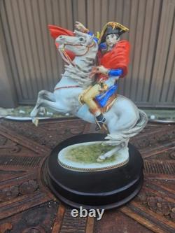 Vintage German KAISER porcelain napoleon horse figurine statue wood base