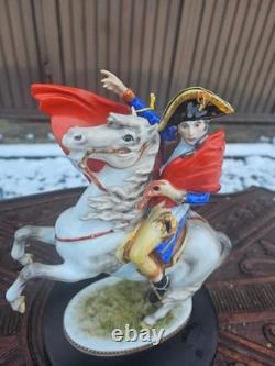 Vintage German KAISER porcelain napoleon horse figurine statue wood base