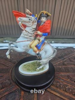 Vintage German KAISER porcelain napoleon horse figurine statue wood base