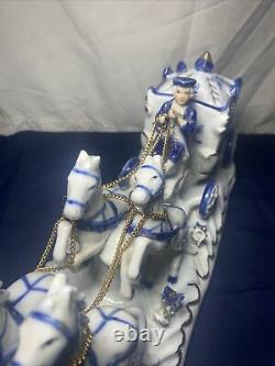 Vintage German KPM Porcelain Horse Carriage Princess Figurine Statue Group Rare