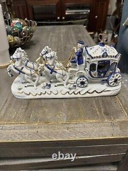 Vintage German KPMPorcelain HorseCarriage Princess Figurine Statue Group RARE