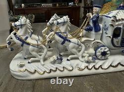 Vintage German KPMPorcelain HorseCarriage Princess Figurine Statue Group RARE