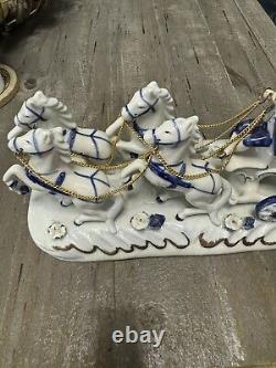 Vintage German KPMPorcelain HorseCarriage Princess Figurine Statue Group RARE