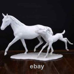 Vintage German Kaiser White Bisque Porcelain Mare & Foal Figure Marked