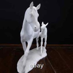 Vintage German Kaiser White Bisque Porcelain Mare & Foal Figure Marked