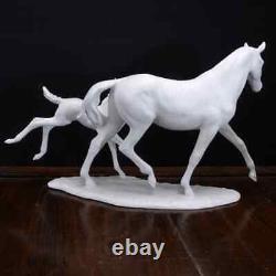 Vintage German Kaiser White Bisque Porcelain Mare & Foal Figure Marked