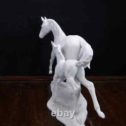 Vintage German Kaiser White Bisque Porcelain Mare & Foal Figure Marked