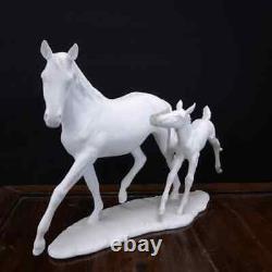 Vintage German Kaiser White Bisque Porcelain Mare & Foal Figure Marked