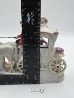 Vintage German Porcelain Cinderella Coach Carriage Figurine Horses Rococo Couple
