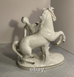 Vintage German Porcelain Figurine Horse and Man