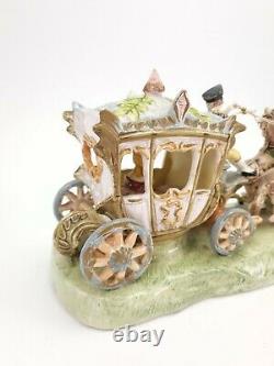 Vintage German Porcelain Statuette Coach Horses with Carriage