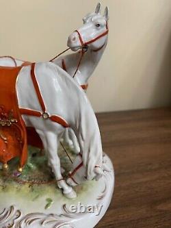 Vintage German Scheibe Alsbach Porcelain Horse Carriage Figural Group Marked