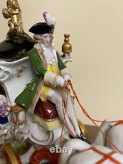 Vintage German Scheibe Alsbach Porcelain Horse Carriage Figural Group Marked