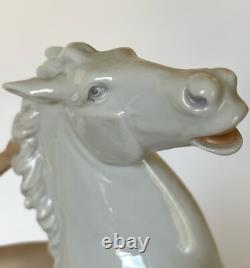 Vintage German Wallendorf Porcelain Figurine Nude Woman Riding Stallion Horse
