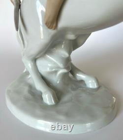 Vintage German Wallendorf Porcelain Figurine Nude Woman Riding Stallion Horse