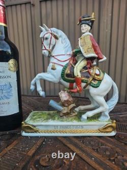 Vintage German dresden porcelain Prince eugene napoleon general horse statue