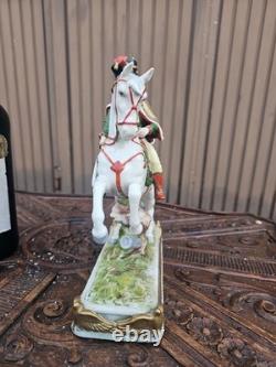 Vintage German dresden porcelain Prince eugene napoleon general horse statue
