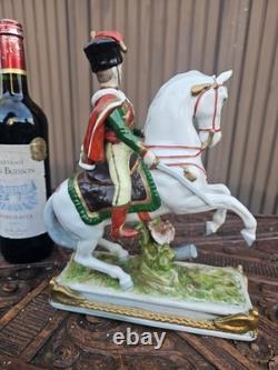Vintage German dresden porcelain Prince eugene napoleon general horse statue